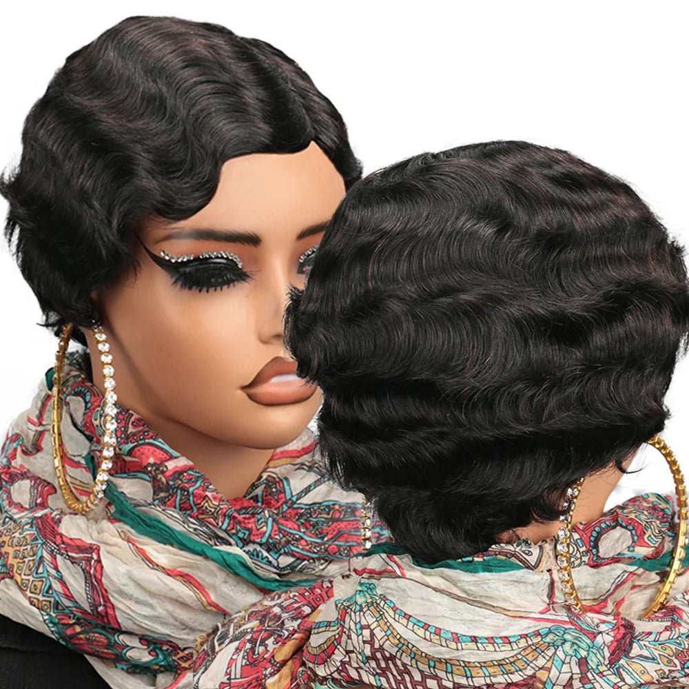 Women's Ocean Wave Wig, Pixie Cut, Natural Hair, Brown, Natural Color - Nitoo Store