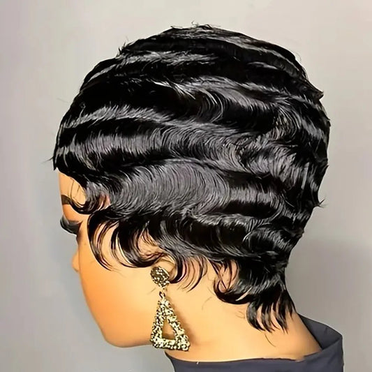 Women's Ocean Wave Wig, Pixie Cut, Natural Hair, Brown, Natural Color - Nitoo Store